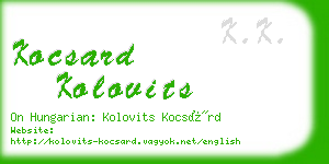 kocsard kolovits business card